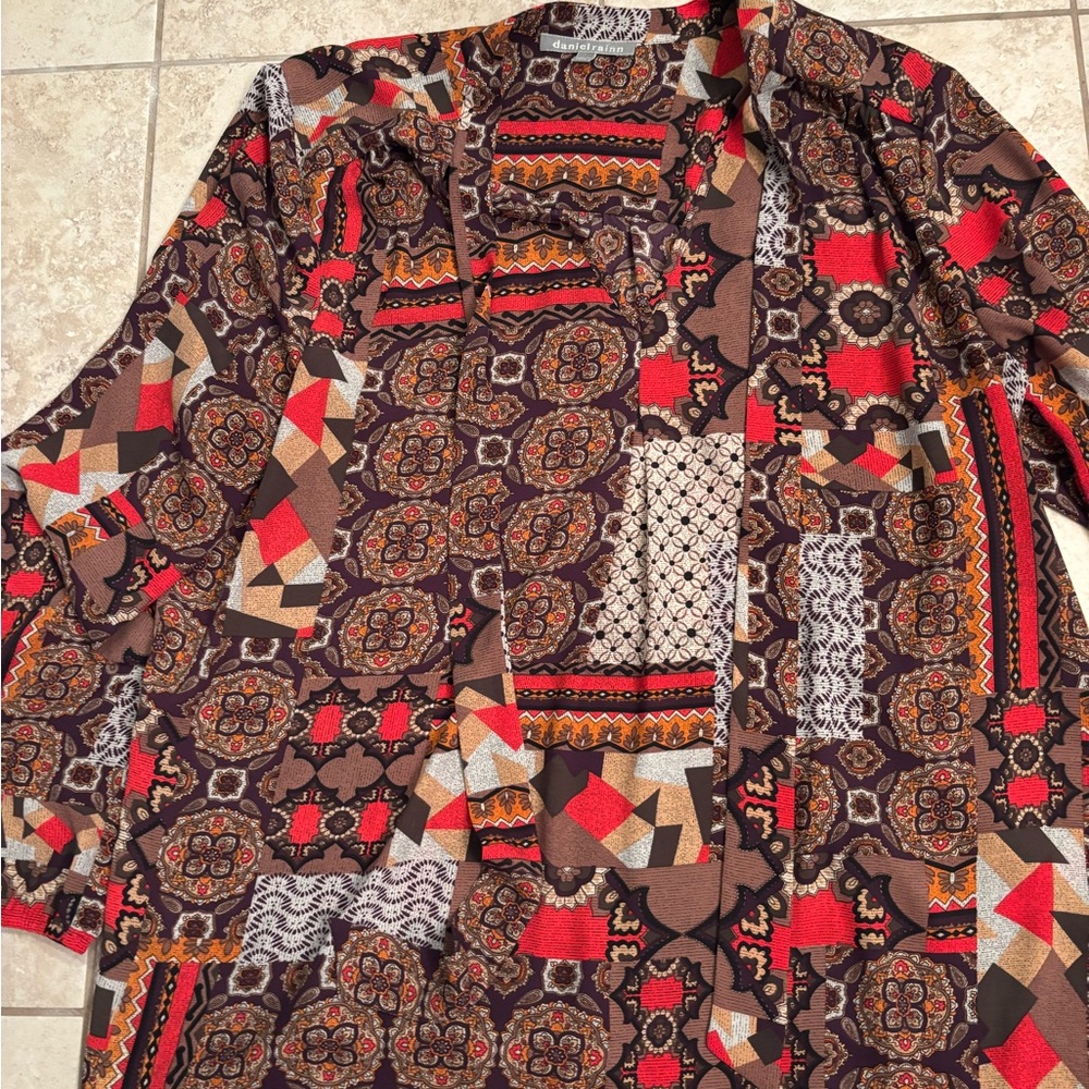 Daniel Rainn Red and Brown Lightweight Shirt Jacket